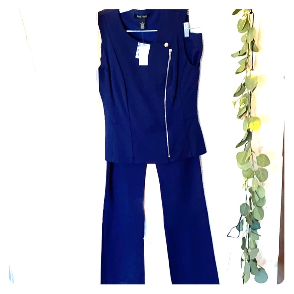 White House Black Market blue spring pant Suit EUC